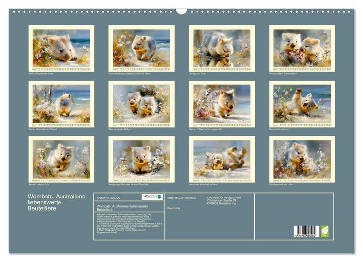 Produktbild: Wombats. Australiens liebenswerte Beuteltiere (Wandkalender 2027 DIN A2 quer), CALVENDO Monatskalender