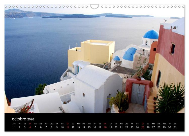 Produktbild: Lumi&egrave;res de Santorin (Calendrier mural 2026 DIN A3 vertical), CALVENDO calendrier mensuel