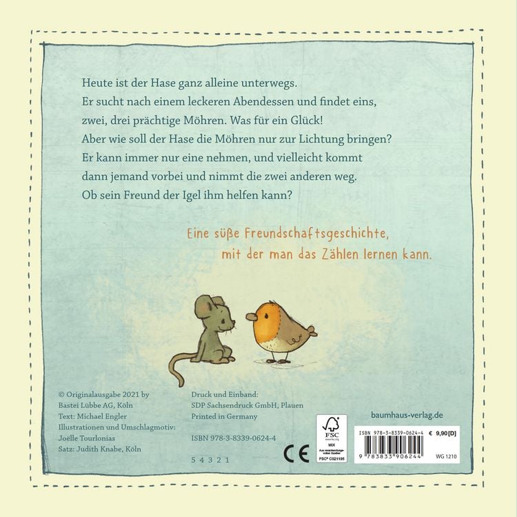 Produktbild: Hase, Igel und 1, 2, 3 M&ouml;hren (Pappbilderbuch)