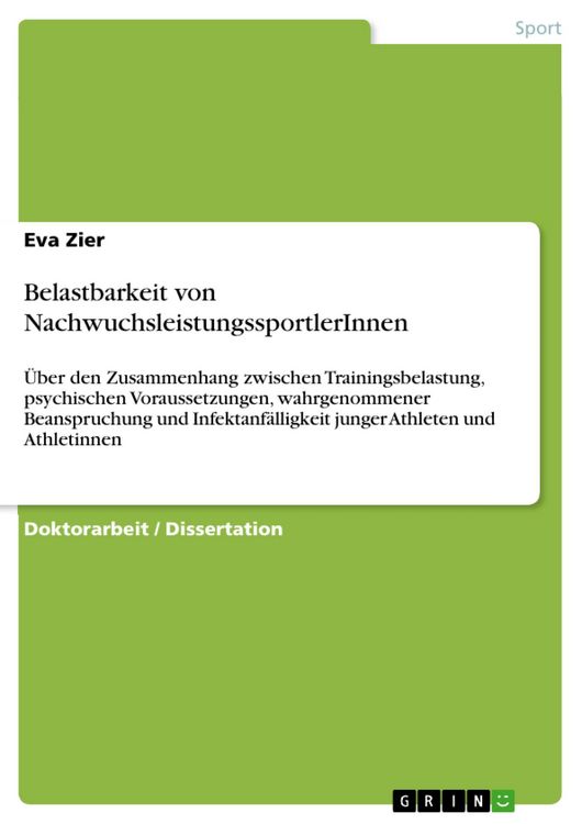 Produktbild: Belastbarkeit von NachwuchsleistungssportlerInnen