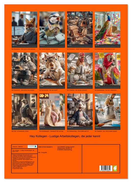 Produktbild: Hey Kollegen - Lustige Arbeitskollegen, die jeder kennt (Wandkalender 2026 DIN A2 hoch), CALVENDO Monatskalender