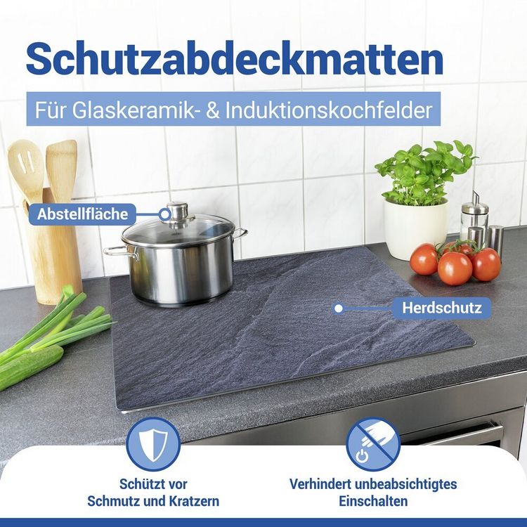 Produktbild: Schutzabdeckmatte Mod. Schiefer 60 x 52 cm, hitzebest&auml;ndige Schutzmatte f&uuml;r Kochfelder