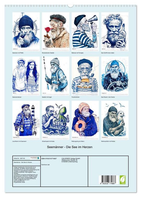 Produktbild: Seem&auml;nner - Die See im Herzen (hochwertiger Premium Wandkalender 2027 DIN A2 hoch), Kunstdruck in Hochglanz