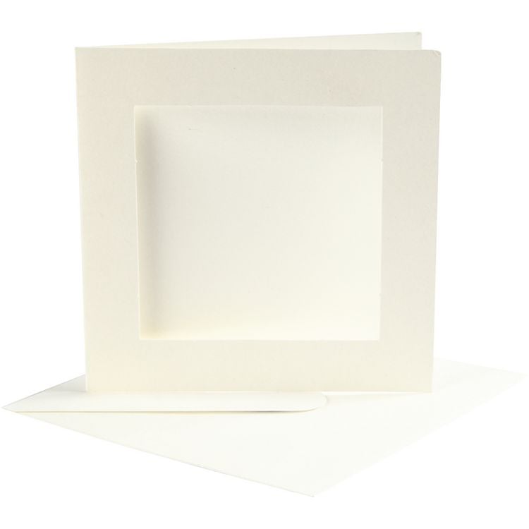 Produktbild: Creativ Company Passepartout-Karten mit Kuvert, Kartengr&ouml;&szlig;e , 12,5x12,5 cm, Umschlaggr&ouml;&szlig;e 13,5x13,5 cm, Naturwei&szlig;, 10er Set