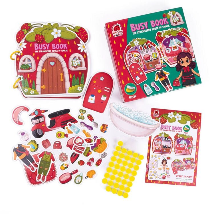 Produktbild: Lernspiel Roter K&auml;fer Busy Book mit Klettverschluss Emilias Erdbeerhaus RK1170-01