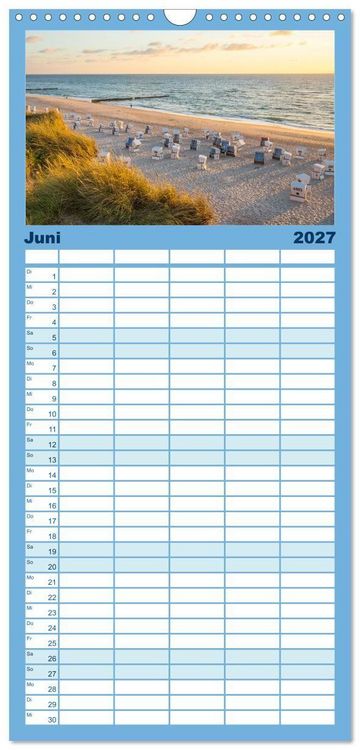 Produktbild: Familienplaner 2027 - Sylt s&uuml;chtig mit 5 Spalten (Wandkalender, 21 x 45 cm) CALVENDO