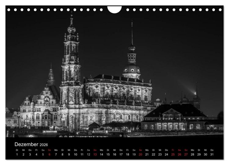 Produktbild: Dresden - Elbflorenz bei Nacht (Wandkalender 2026 DIN A4 quer), CALVENDO Monatskalender