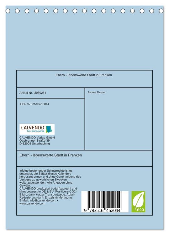 Produktbild: Ebern - lebenswerte Stadt in Franken (Tischkalender 2026 DIN A5 hoch), CALVENDO Monatskalender