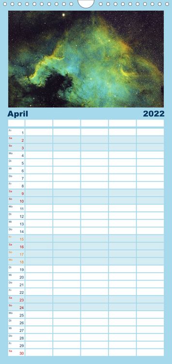 Produktbild: Familienplaner Atemberaubender Weltraum (Wandkalender 2022 , 21 cm x 45 cm, hoch)