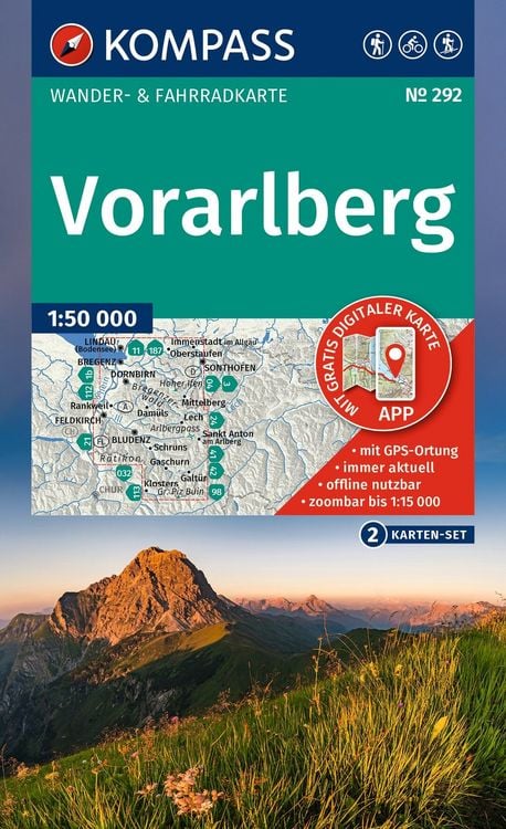 Produktbild: KOMPASS Wanderkarten-Set 292 Vorarlberg (2 Karten) 1:50.000