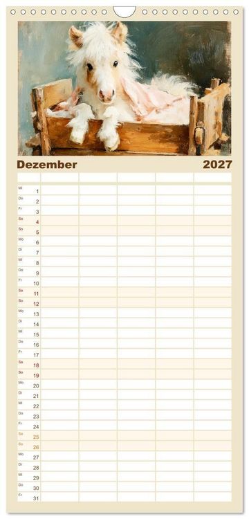 Produktbild: Familienplaner 2027 - Zauberhafte Ponys. Kleine Pferdchen in lieblicher &Ouml;loptik mit 5 Spalten (Wandkalender, 21 x 45 cm) CALVENDO