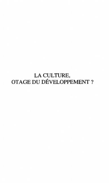 Produktbild: La culture, otage du developpement ?