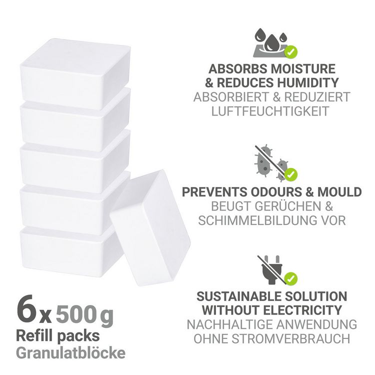 Produktbild: Raumentfeuchter Mod. Cube Nachf&uuml;ller 500 g, 6er, Luftentfeuchter Nachf&uuml;llpack