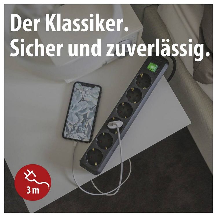 Produktbild: Brennenstuhl 1159500400 Steckdosenleiste mit Schalter 6fach Schwarz Schutzkontakt 1 St.