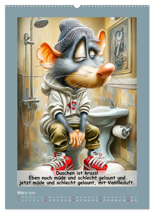 Produktbild: Rattige Jungs. Trockener, b&ouml;ser Stadtratten-Humor (Wandkalender 2026 DIN A2 hoch), CALVENDO Monatskalender