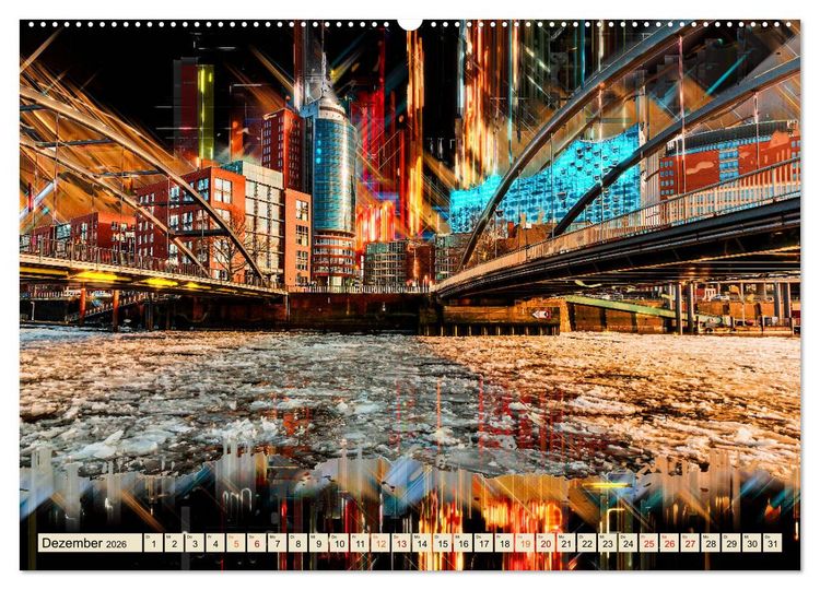 Produktbild: Hamburg abstrakt (hochwertiger Premium Wandkalender 2026 DIN A2 quer), Kunstdruck in Hochglanz
