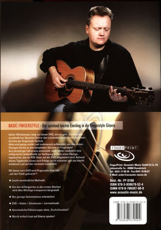 Produktbild: Stefan M&ouml;nkemeyer - Basic Fingerstyle/Der spielend leichte Einstieg in die Fingerstyle Gitarre (+ Noten-/Tabulaturenbuch)