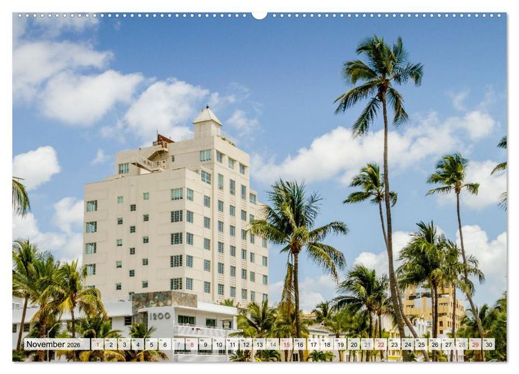Produktbild: Miami Beach und Art Deco District (Wandkalender 2026 DIN A2 quer), CALVENDO Monatskalender
