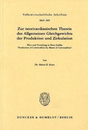 Produktbild: Zur neoricardianischen Theorie des Allgemeinen Gleichgewichts der Produktion und Zirkulation.