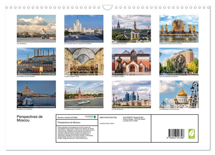 Produktbild: Perspectives de Moscou (Calendrier mural 2026 DIN A3 vertical), CALVENDO calendrier mensuel