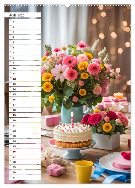 Produktbild: Festliche Momente - Ein Jahr mit KI Geburtstagen (Wandkalender 2026 DIN A2 hoch), CALVENDO Monatskalender