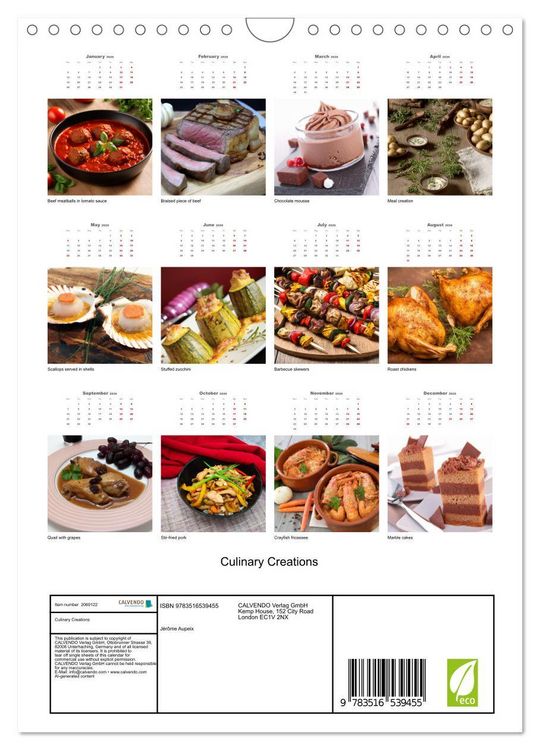 Produktbild: Culinary Creations (Wall Calendar 2026 DIN A4 portrait), CALVENDO 12 Month Wall Calendar