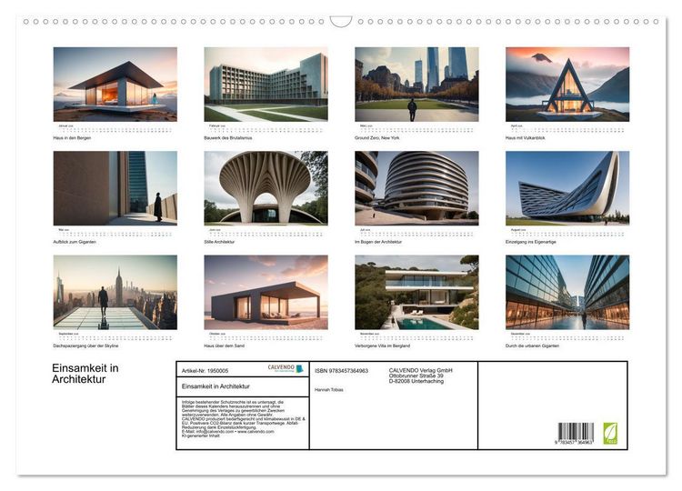 Produktbild: Einsamkeit in Architektur (Wandkalender 2026 DIN A2 quer), CALVENDO Monatskalender