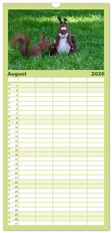Produktbild: Familienplaner 2026 - Mit dem Eichh&ouml;rnchen durchs Jahr mit 5 Spalten (Wandkalender, 21 x 45 cm) CALVENDO