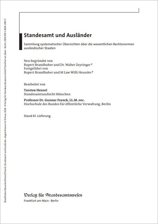 Produktbild: Standesamt und Ausl&auml;nder