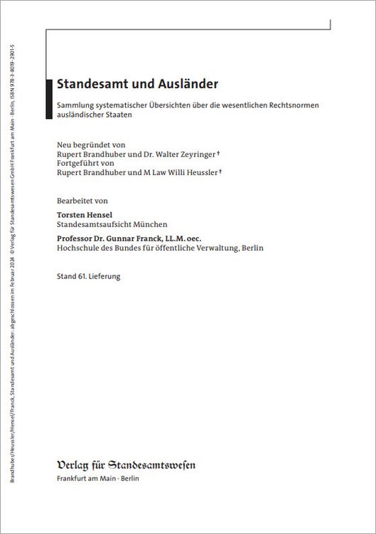 Produktbild: Standesamt und Ausl&auml;nder