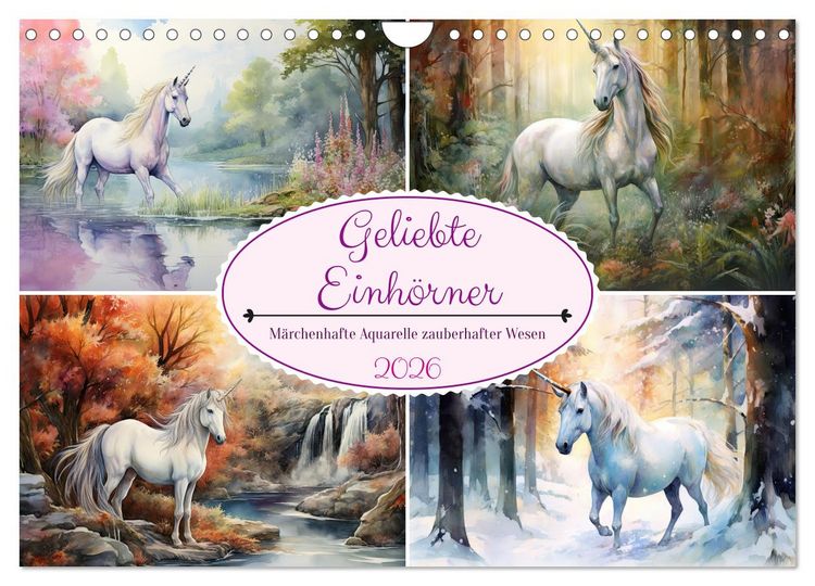 Produktbild: Geliebte Einh&ouml;rner (Wandkalender 2026 DIN A4 quer), CALVENDO Monatskalender