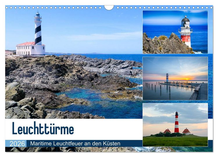 Produktbild: Leuchtt&uuml;rme - Maritime Leuchtfeuer an den K&uuml;sten (Wandkalender 2026 DIN A3 quer), CALVENDO Monatskalender