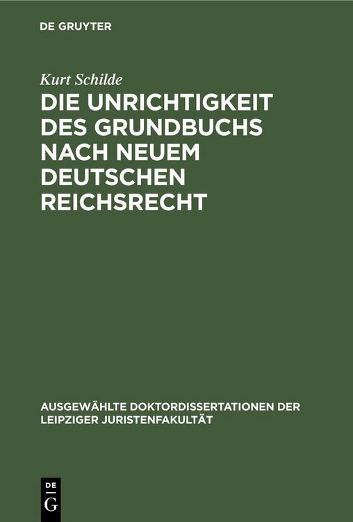 Produktbild: Die Unrichtigkeit des Grundbuchs nach neuem Deutschen Reichsrecht