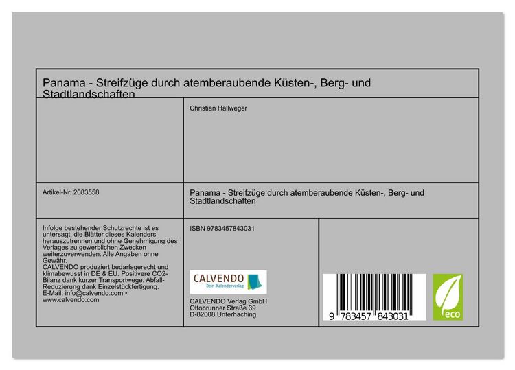 Produktbild: Panama - Streifz&uuml;ge durch atemberaubende K&uuml;sten-, Berg- und Stadtlandschaften (Tischkalender 2026 DIN A5 quer), CALVENDO Monatskalender