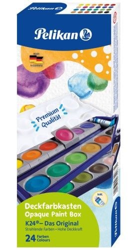 Produktbild: Pelikan Deckfarbkasten K24, 24 Farben und 1 Tube Deckwei&szlig;