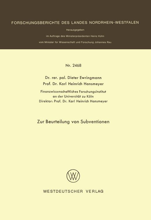 Produktbild: Zur Beurteilung von Subventionen