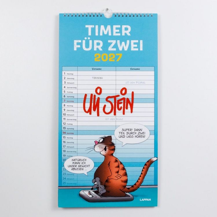 Produktbild: Uli Stein Timer f&uuml;r zwei 2027: Monatskalender f&uuml;r die Wand