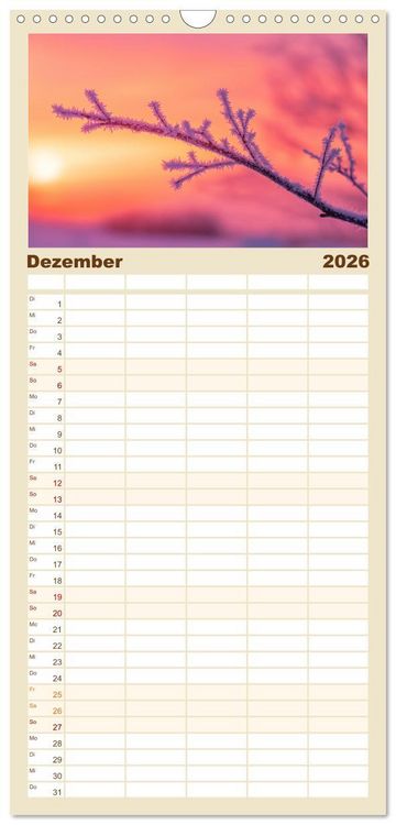 Produktbild: Familienplaner 2026 - Minimalistische Naturmomente &ndash; Ruhe und Sch&ouml;nheit in der Natur mit 5 Spalten (Wandkalender, 21 x 45 cm) CALVENDO