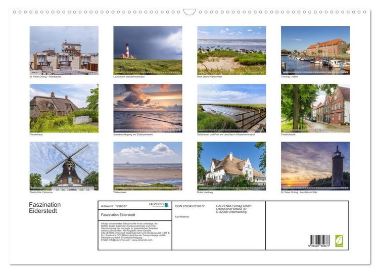 Produktbild: Faszination Eiderstedt (Wandkalender 2026 DIN A2 quer), CALVENDO Monatskalender
