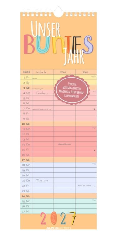 Produktbild: Familienplaner Unser buntes Jahr 2027