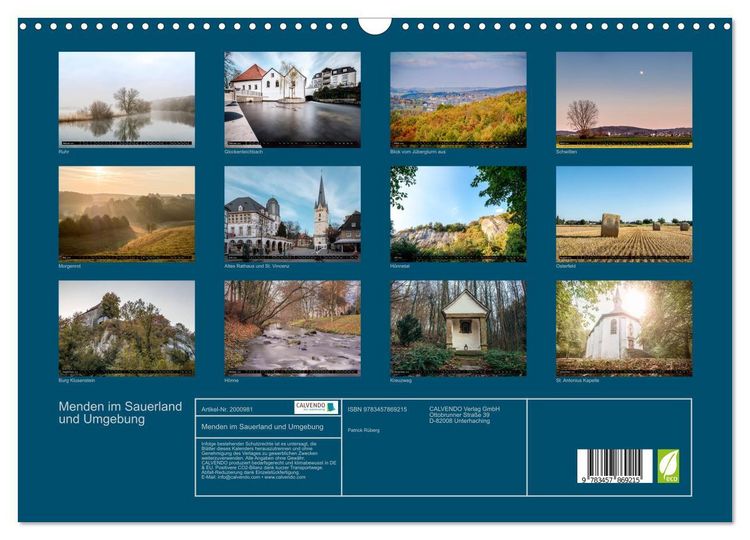 Produktbild: Menden im Sauerland und Umgebung (Wandkalender 2026 DIN A3 quer), CALVENDO Monatskalender