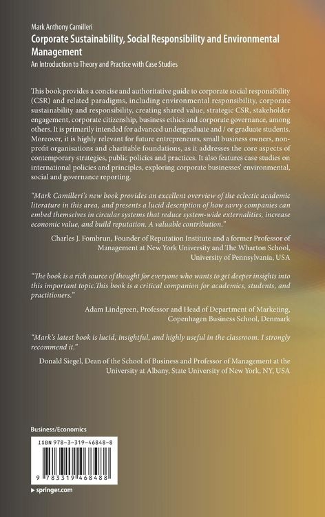Produktbild: Corporate Sustainability, Social Responsibility and Environmental Management