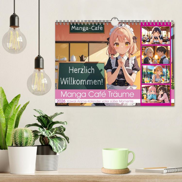 Produktbild: Manga Caf&eacute; Tr&auml;ume - Kawaii Anime-Kalender voller s&uuml;&szlig;er Momente (Wandkalender 2026 DIN A4 quer), CALVENDO Monatskalender