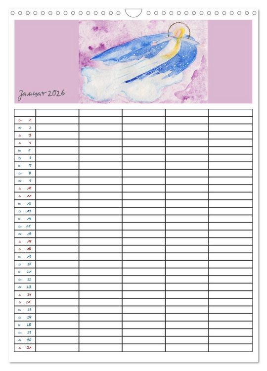 Produktbild: Engelhafter Familienplaner (Wandkalender 2026 DIN A3 hoch), CALVENDO Monatskalender