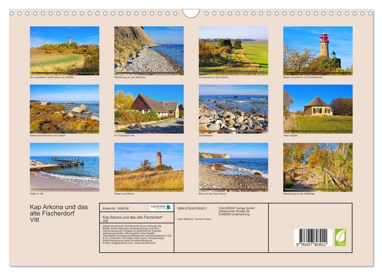 Produktbild: Kap Arkona und das alte Fischerdorf Vitt (Wandkalender 2026 DIN A3 quer), CALVENDO Monatskalender