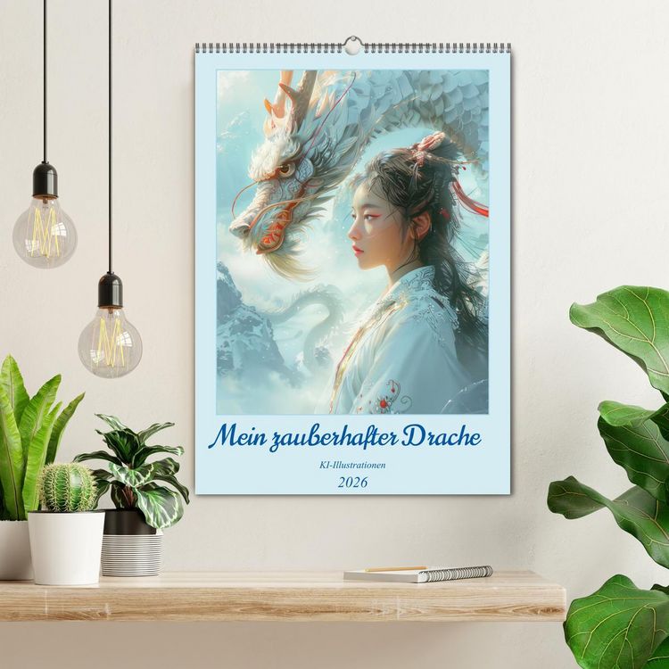 Produktbild: Mein zauberhafter Drache &ndash; KI-Illustrationen (Wandkalender 2026 DIN A2 hoch), CALVENDO Monatskalender