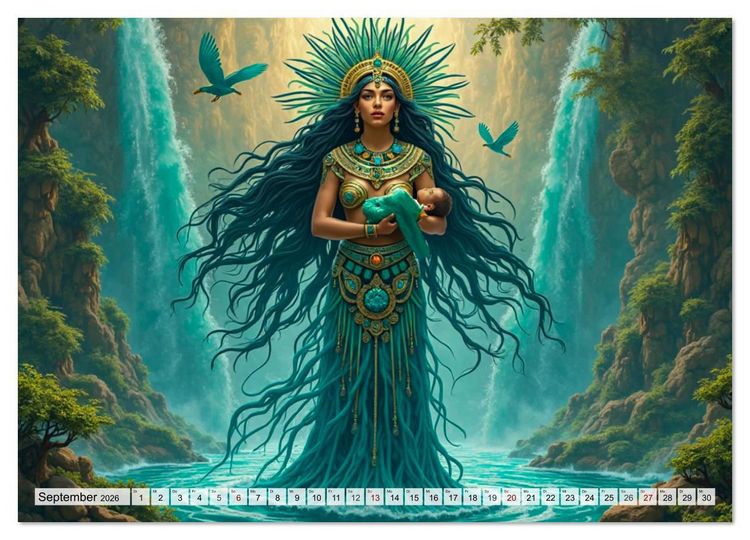 Produktbild: Aztekische Mythologie - G&ouml;tter, Helden und Monster (Wandkalender 2026 DIN A4 quer), CALVENDO Monatskalender