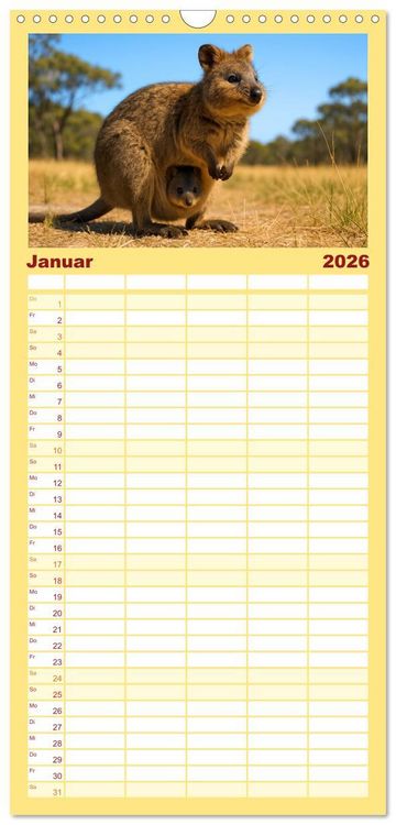 Produktbild: Familienplaner 2026 - Die vielleicht nettesten Wildtiere mit 5 Spalten (Wandkalender, 21 x 45 cm) CALVENDO