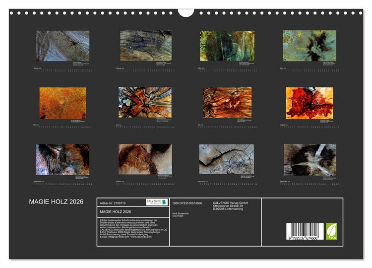 Produktbild: MAGIE HOLZ 2026 (Wandkalender 2026 DIN A3 quer), CALVENDO Monatskalender