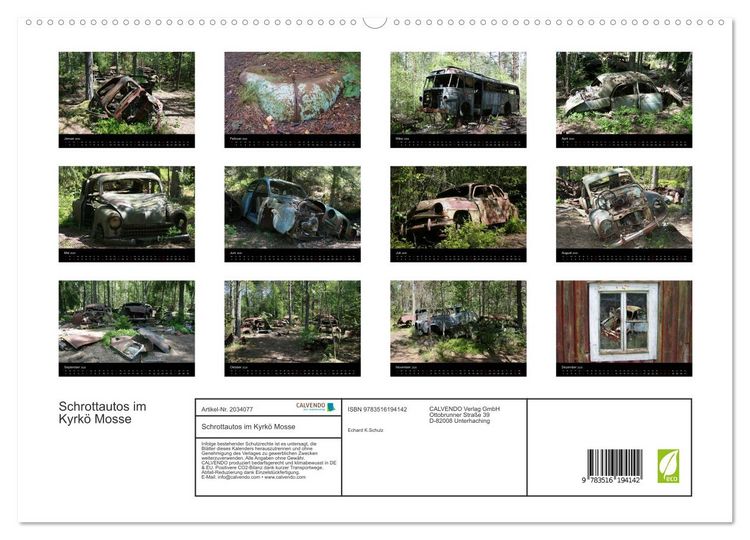 Produktbild: Schrottautos im Kyrk&ouml; Mosse (hochwertiger Premium Wandkalender 2026 DIN A2 quer), Kunstdruck in Hochglanz